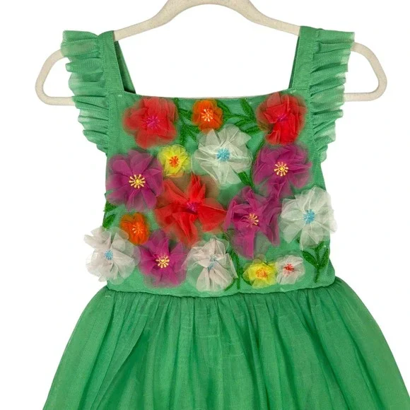 Mini Boden Girls Embellished Floral Applique Tulle Dress Size 6-7Y Party Fairy - Picture 3 of 9